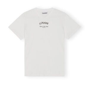 Ganni Ivory Tee with Graphic Text